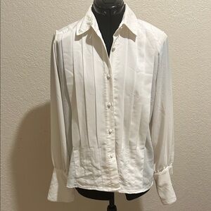 Vintage Dana Brooke White Button Down Shirt Size 8